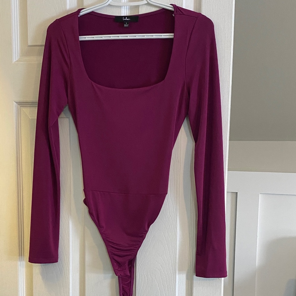 Lulu's Deep Magenta Long Sleeve Bodysuit